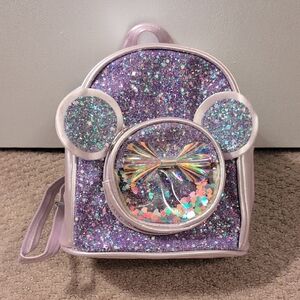 Mickey Mouse Ears Sparkly Purple Disney Style Kids Backpack NWOT